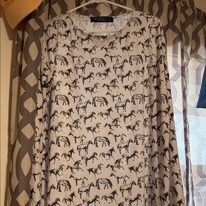 Lucky & Blessed Tan and White Horse Print Shirt
